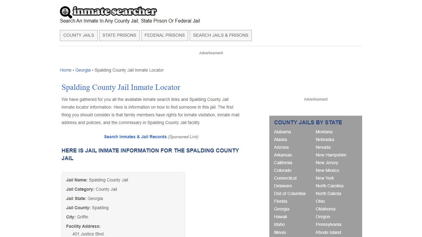 Spalding County Jail Inmate Locator - Inmate Searcher